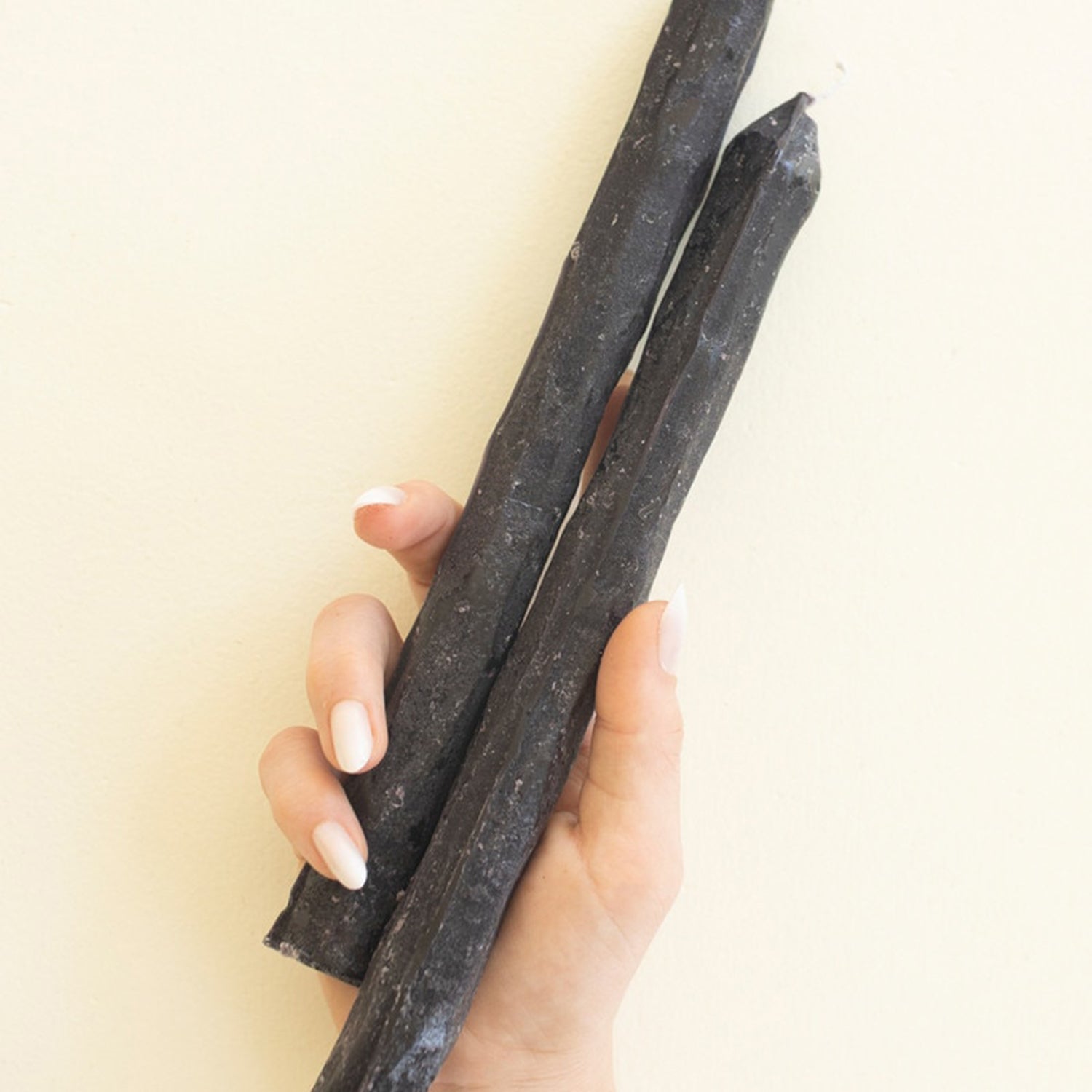 Rustic Diamond Black Taper Candle Set of 2