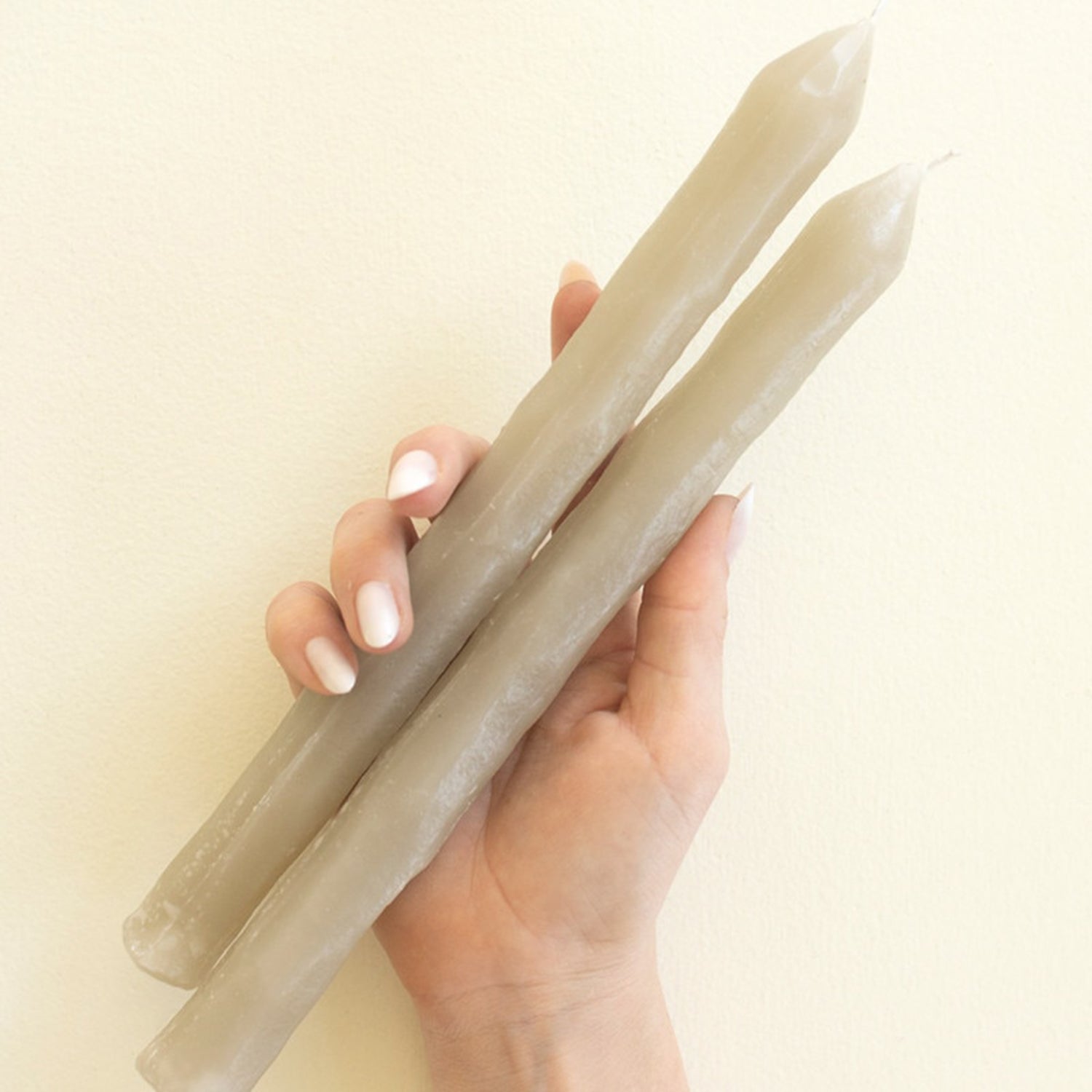 Rustic Diamond Taupe Taper Candle Set of 2