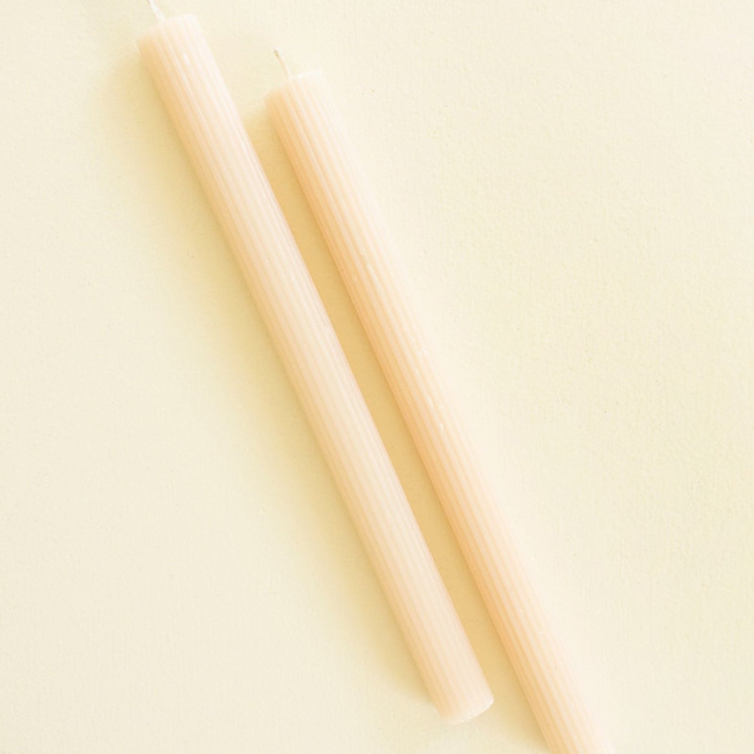 Ribbed Taper Candle Ivory Set of 2
