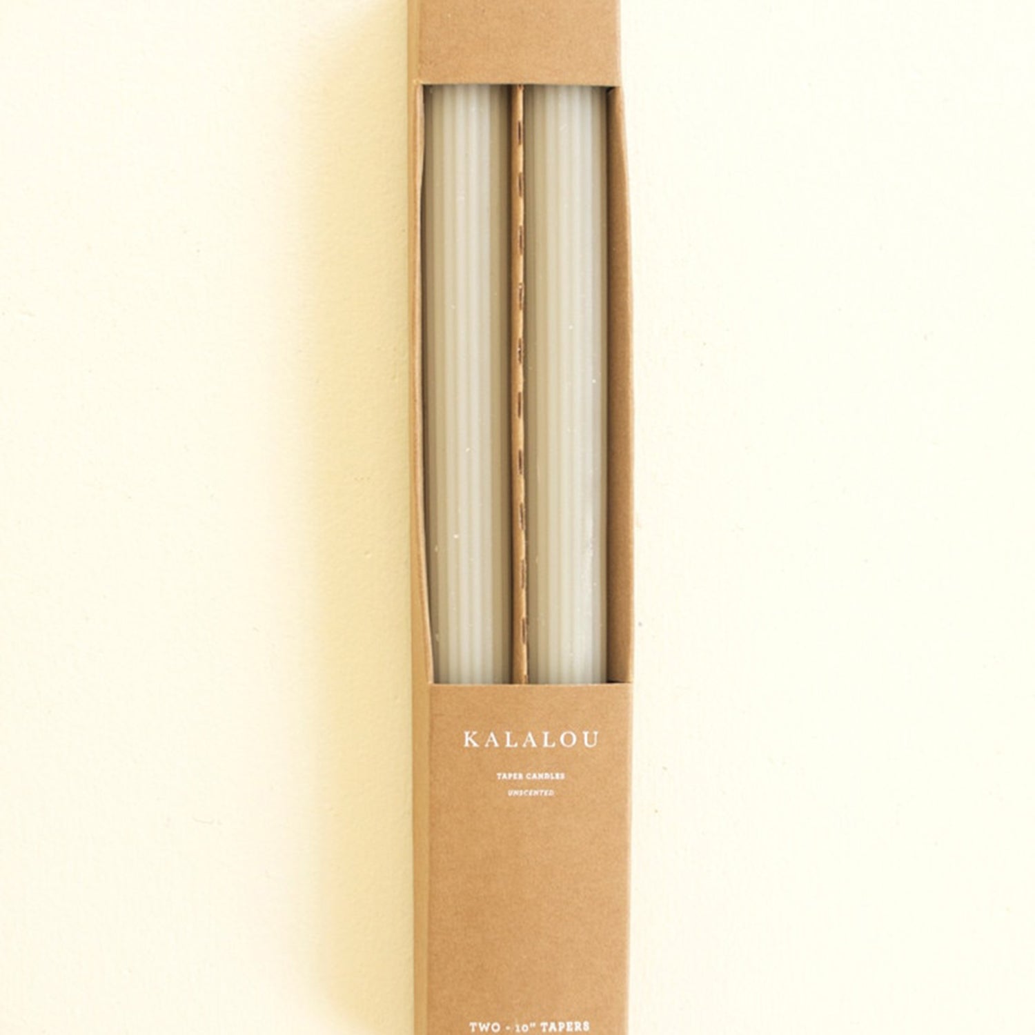 Ribbed Taupe Taper Candle Set of 2