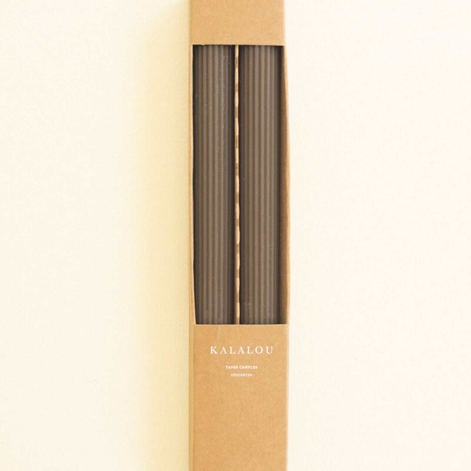 Ribbed Chocolate Taper Candle Set of 2