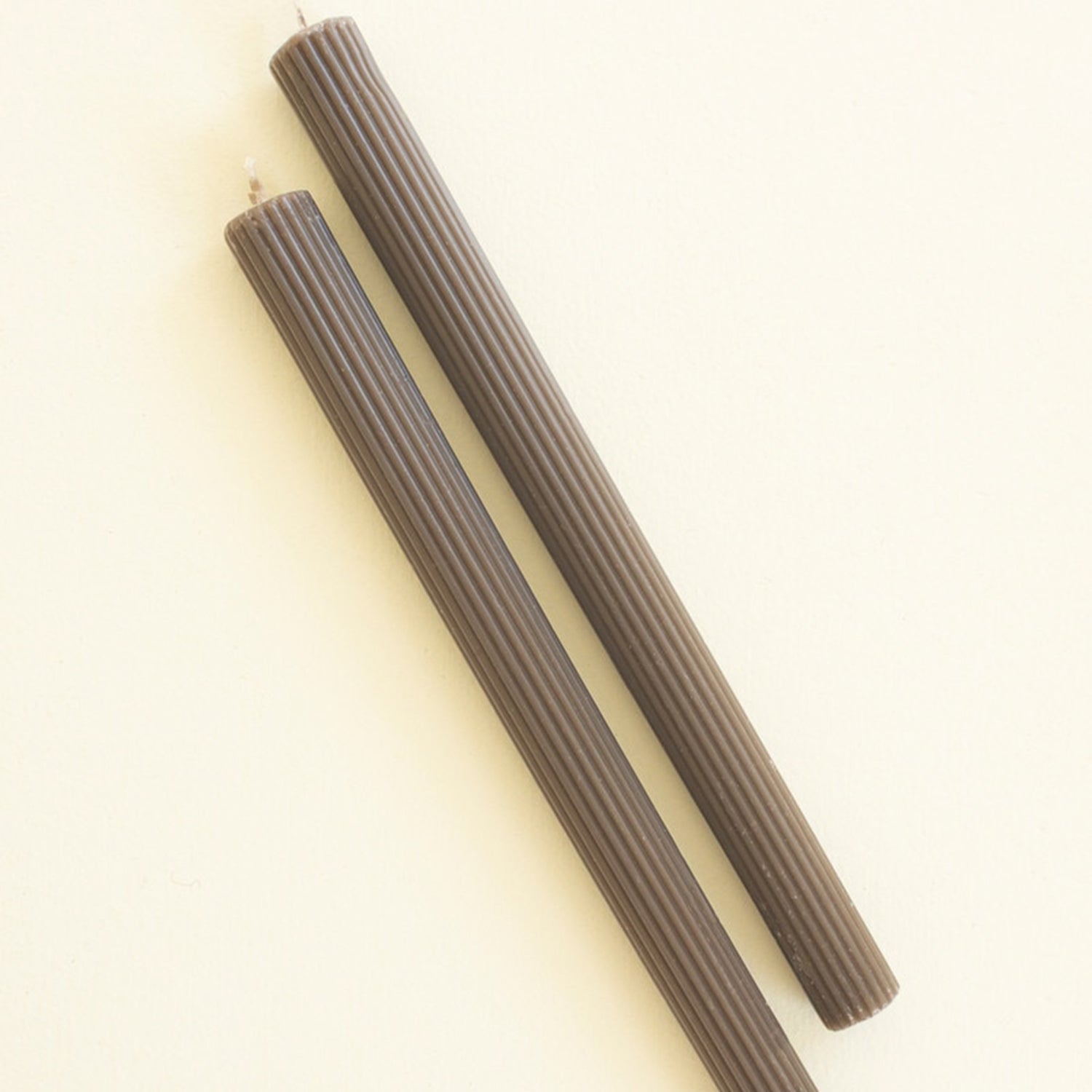Ribbed Chocolate Taper Candle Set of 2