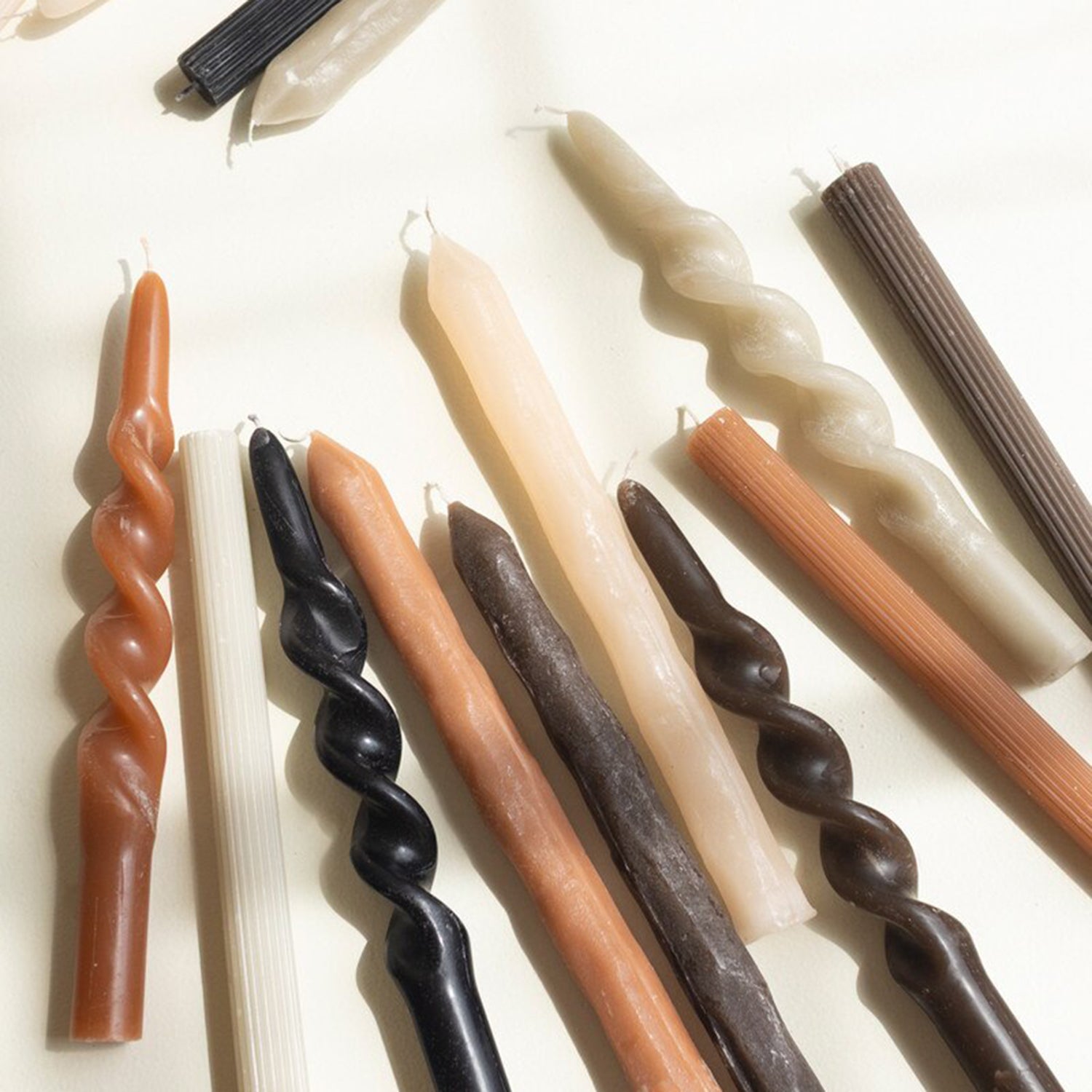 Ribbed Chocolate Taper Candle Set of 2