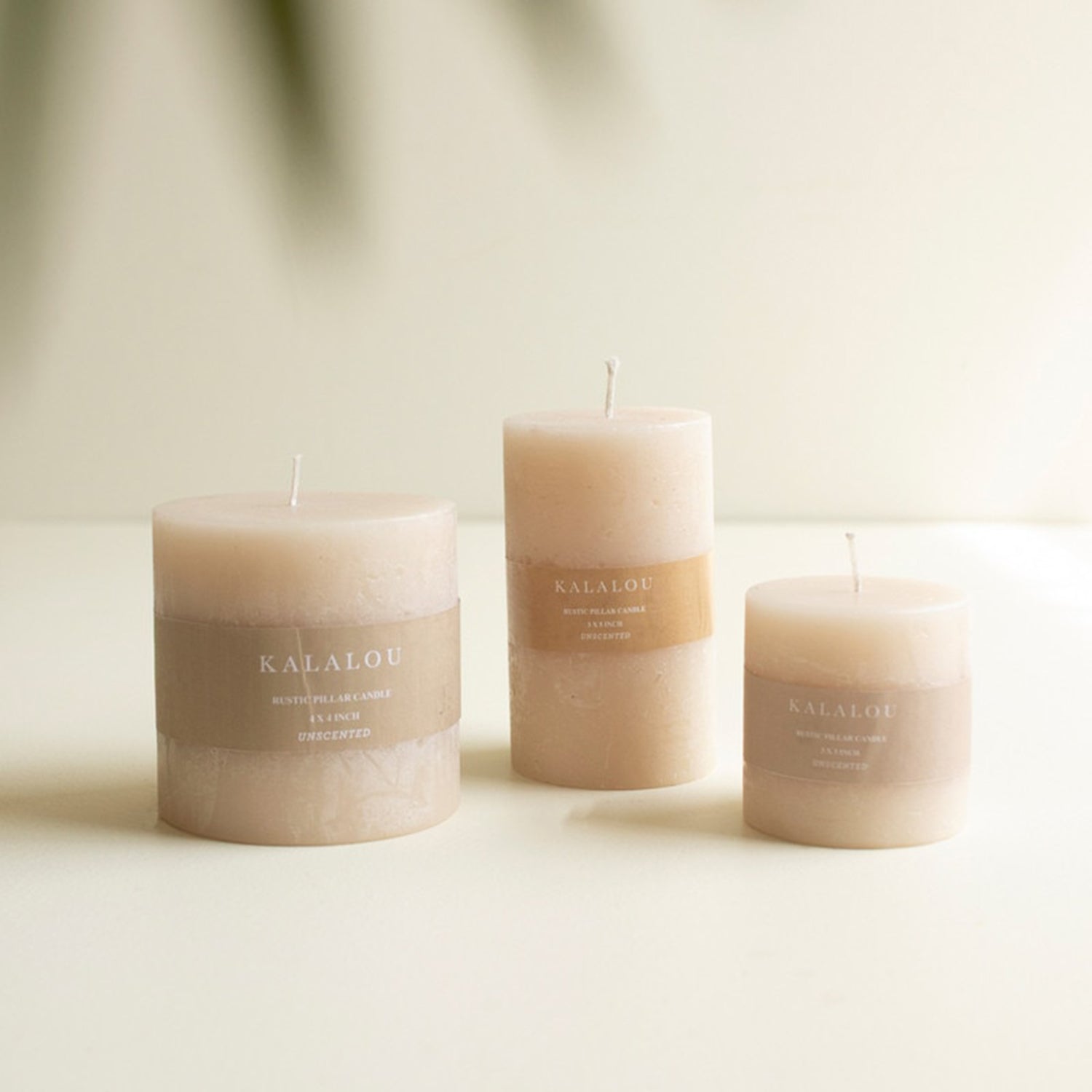 Rustic Ivory 3in x 3in Pillar Candle Set of 6