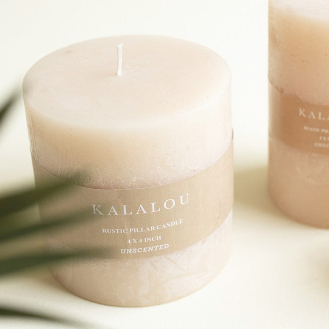 Rustic Ivory 4in x 4in Pillar Candle Set of 6
