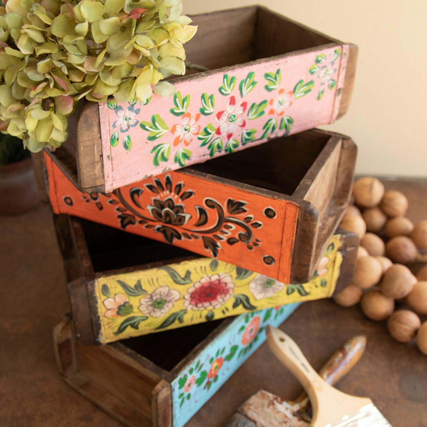 Hand Painted Brick Mold Set of 4