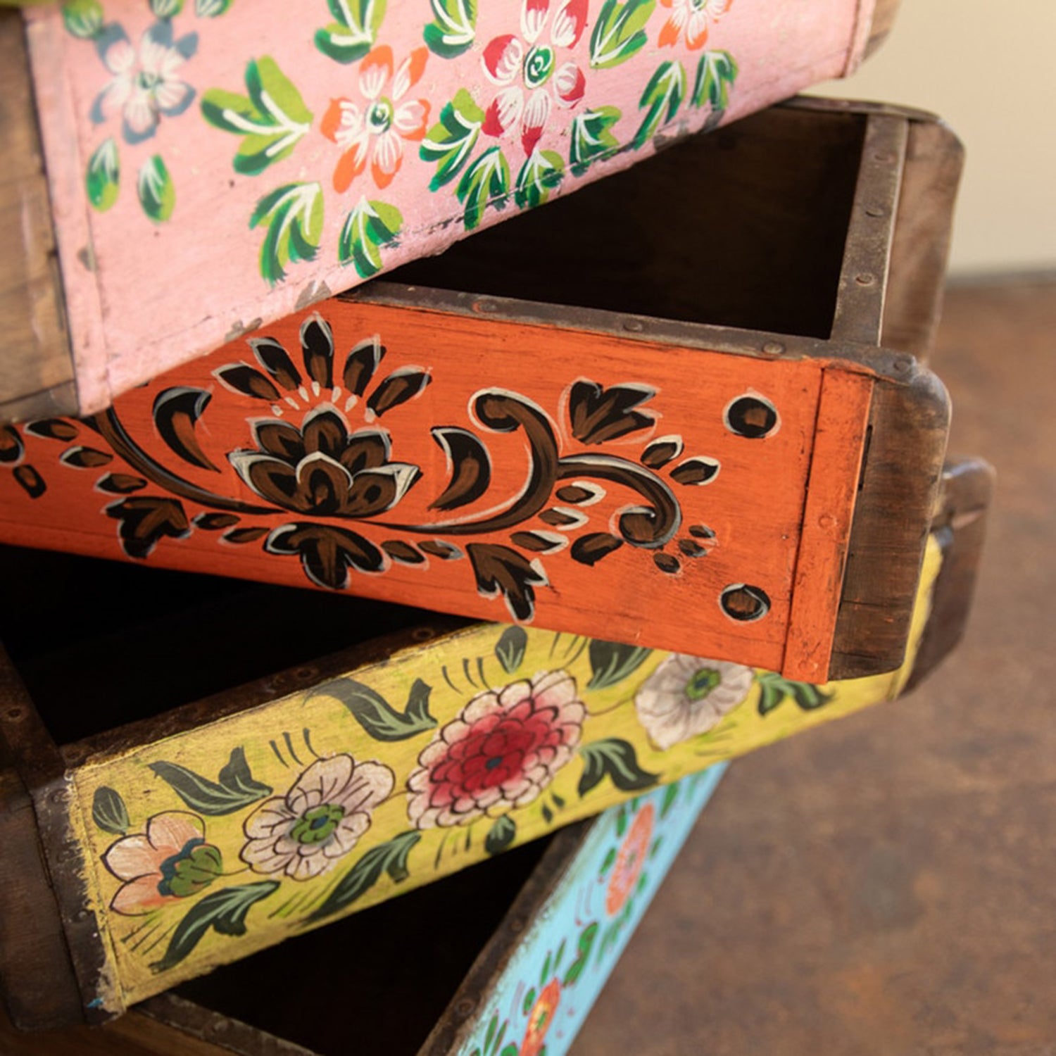 Hand Painted Brick Mold Set of 4