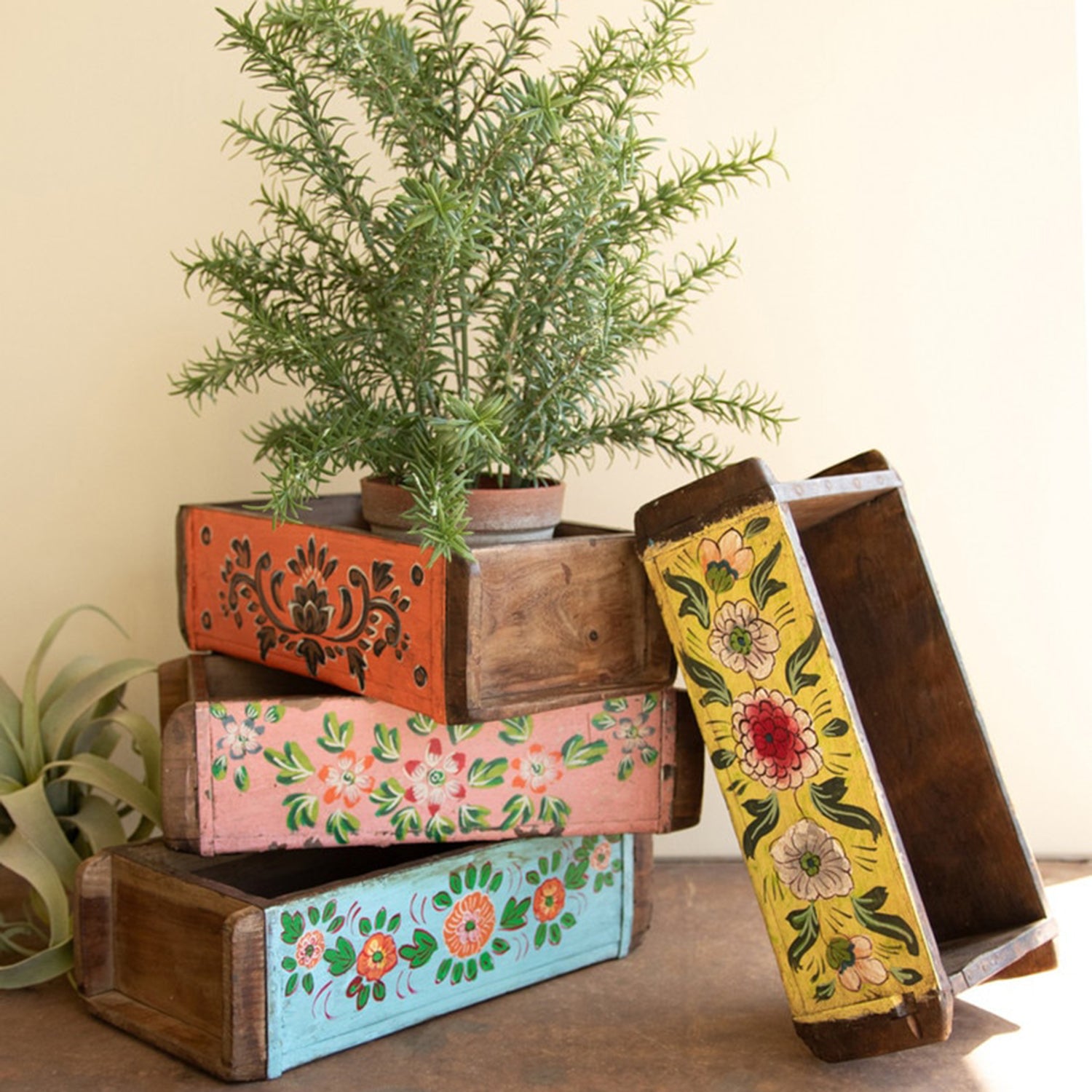 Hand Painted Brick Mold Set of 4