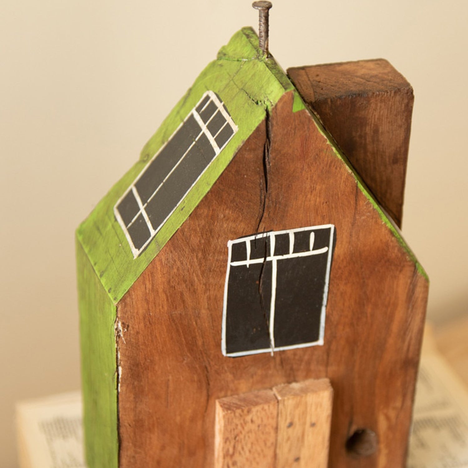 Hand-Painted Recycled Wood Village Set of 4
