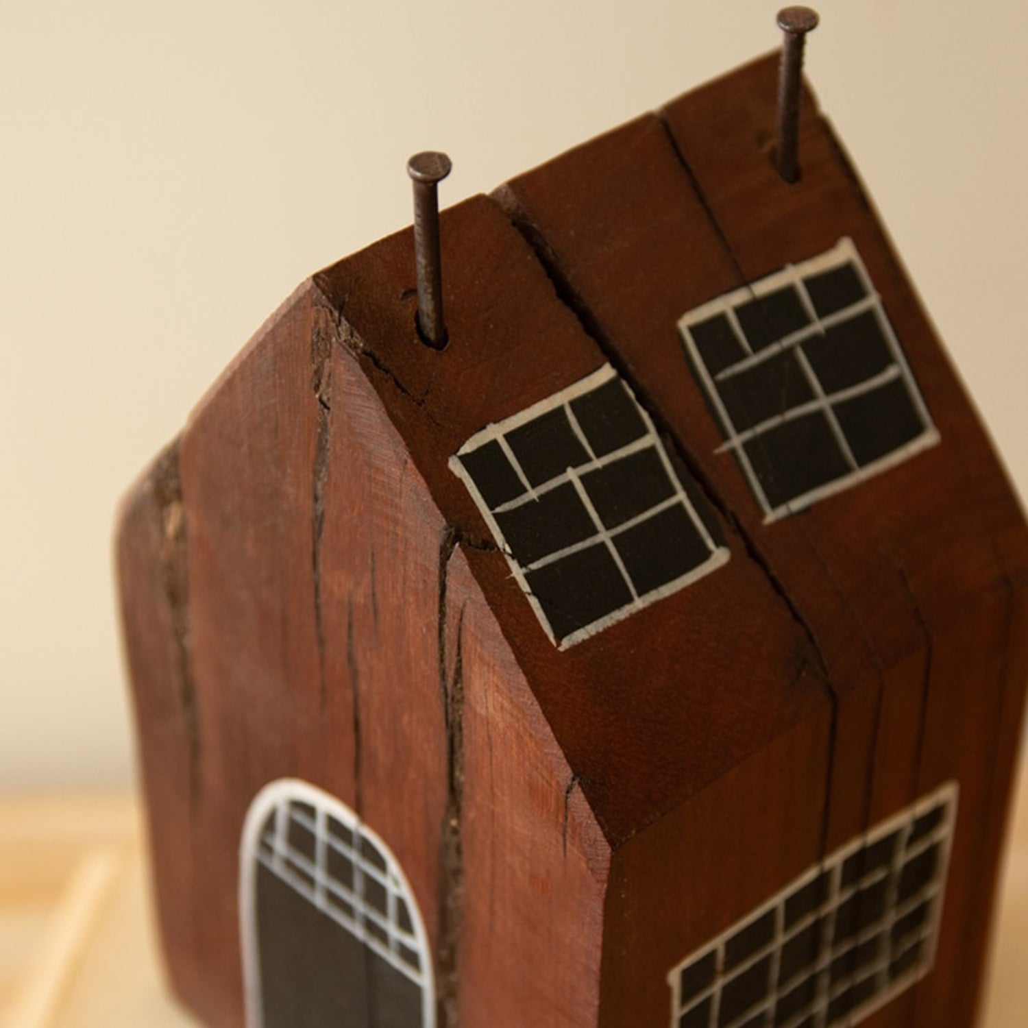 Hand-Painted Recycled Wood Village Set of 4