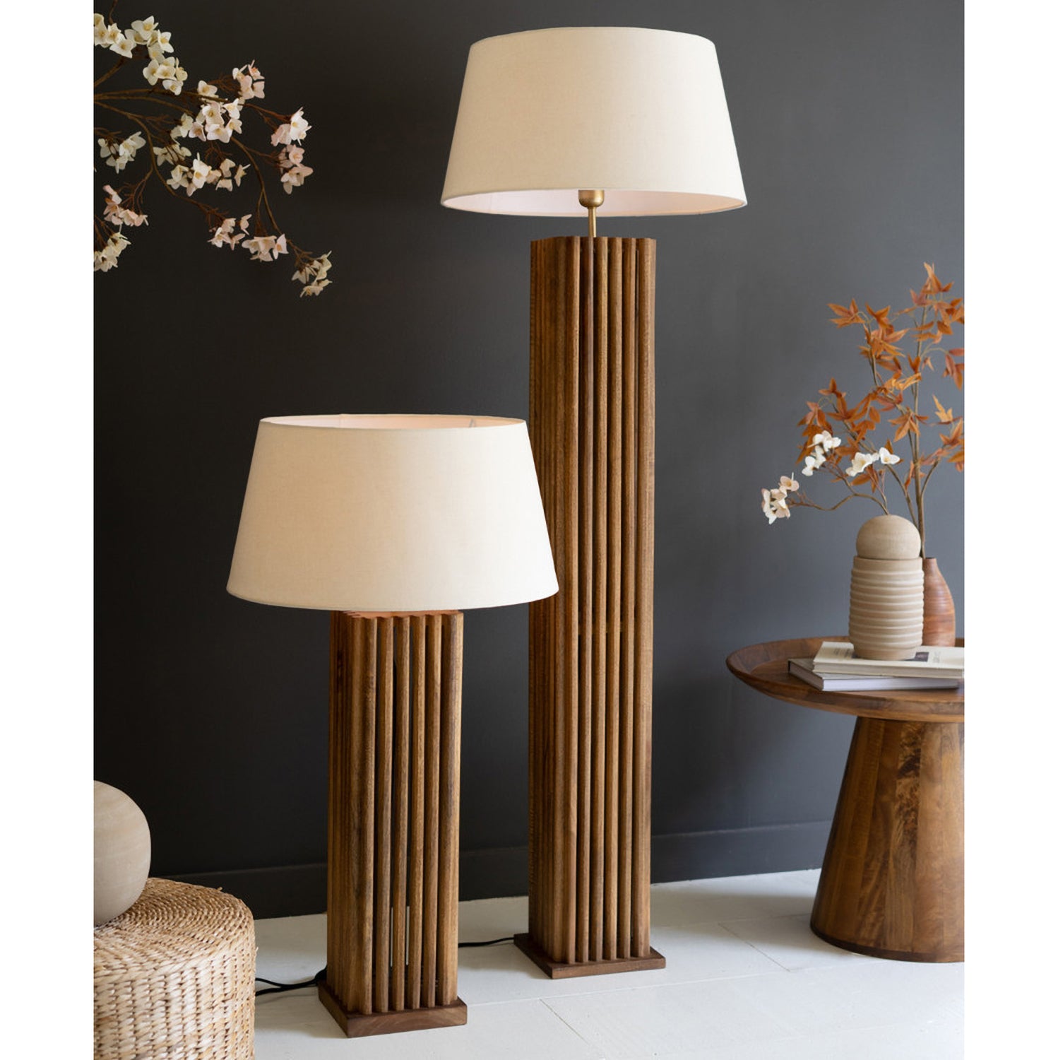 Wooden Spindles Floor Lamp