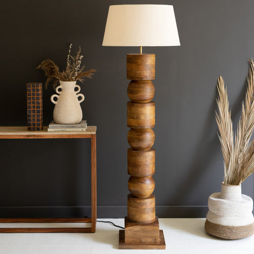 Wooden Column Floor Lamp