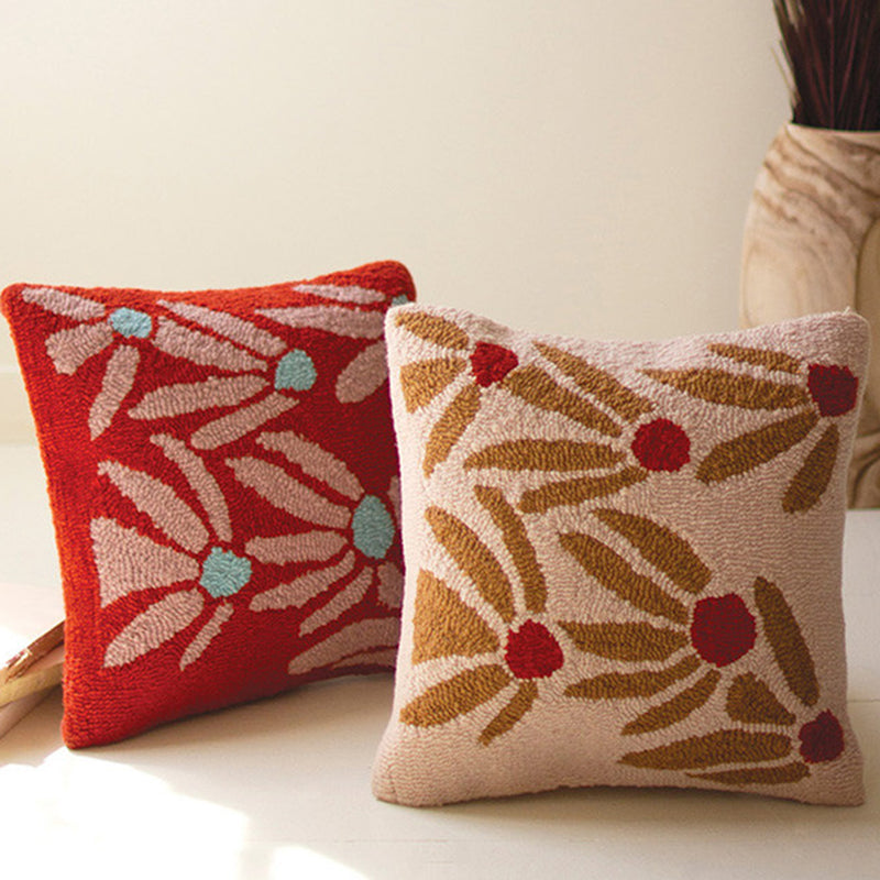 Flowers Hand-Hooked Throw Pillow Set of 2