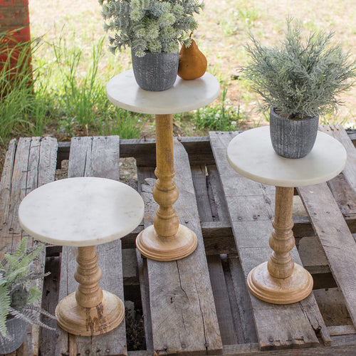 White Marble Top Accent Table Set of 3