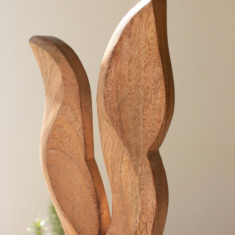 Tall Carved Wood Rabbit on A Stand
