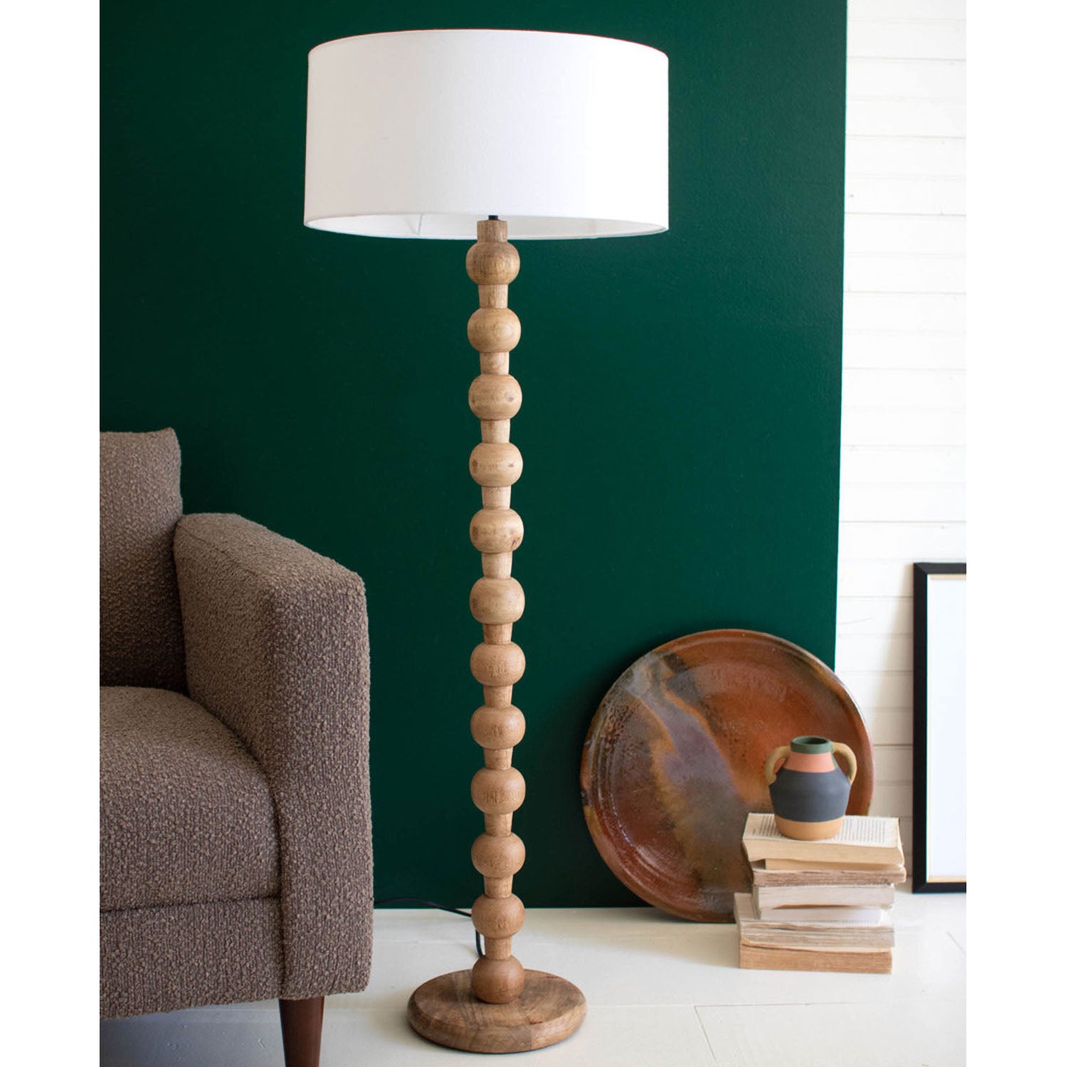 Carved Barrel Floor Lamp