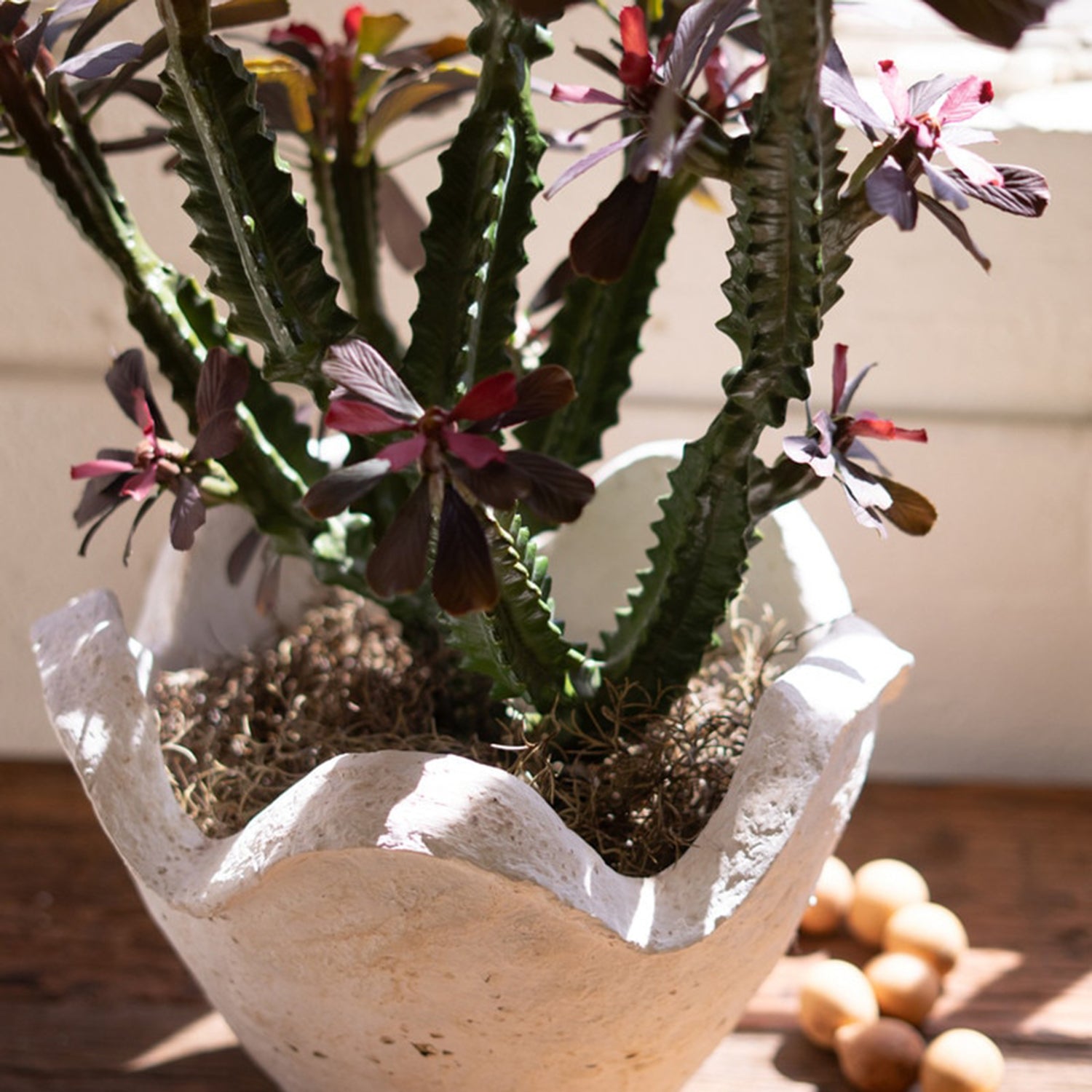 Paper Mache Bowl with Wavy Rim