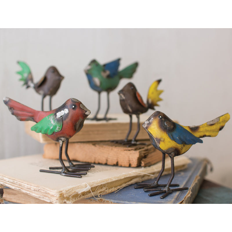 Recycled Metal Bird Figurine Set of 5
