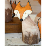 Recycled Wood & Iron Foxes Figurine Set of 2