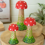 Painted Mushroom Figurine Set of 3