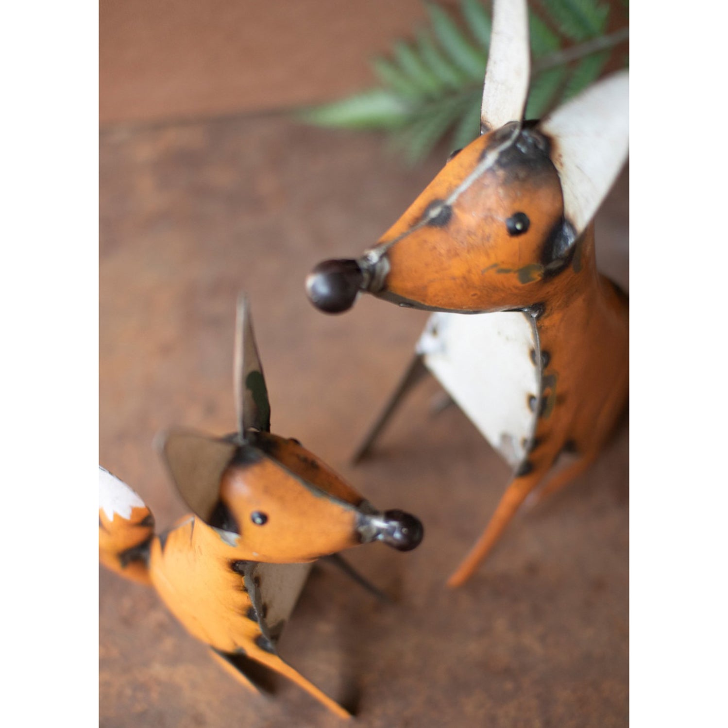 Recycled Iron Foxes Set of 2