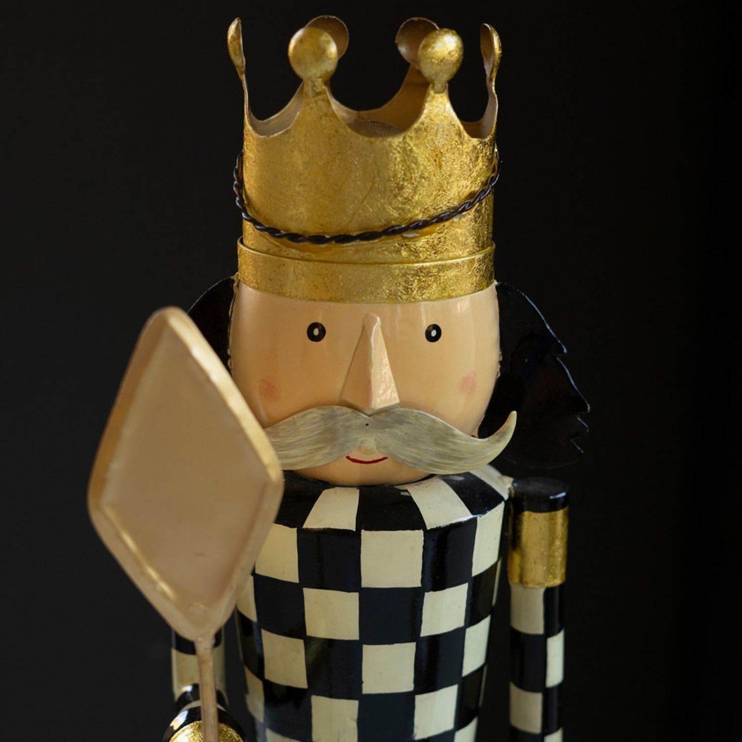 Painted Metal and Wood Checkerboard Nutcracker Set of 2