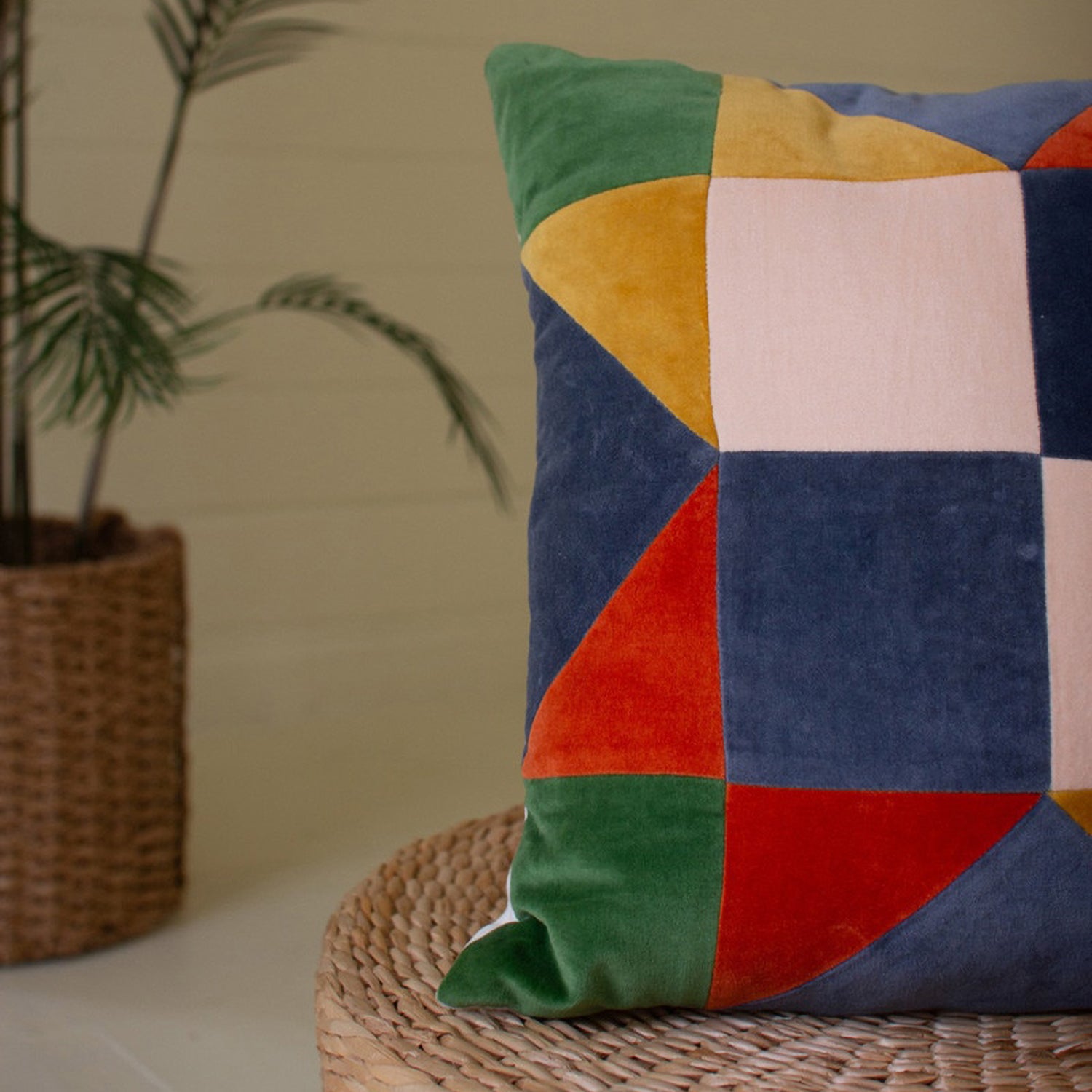 Velvet Patchwork Throw Pillow Set of 2