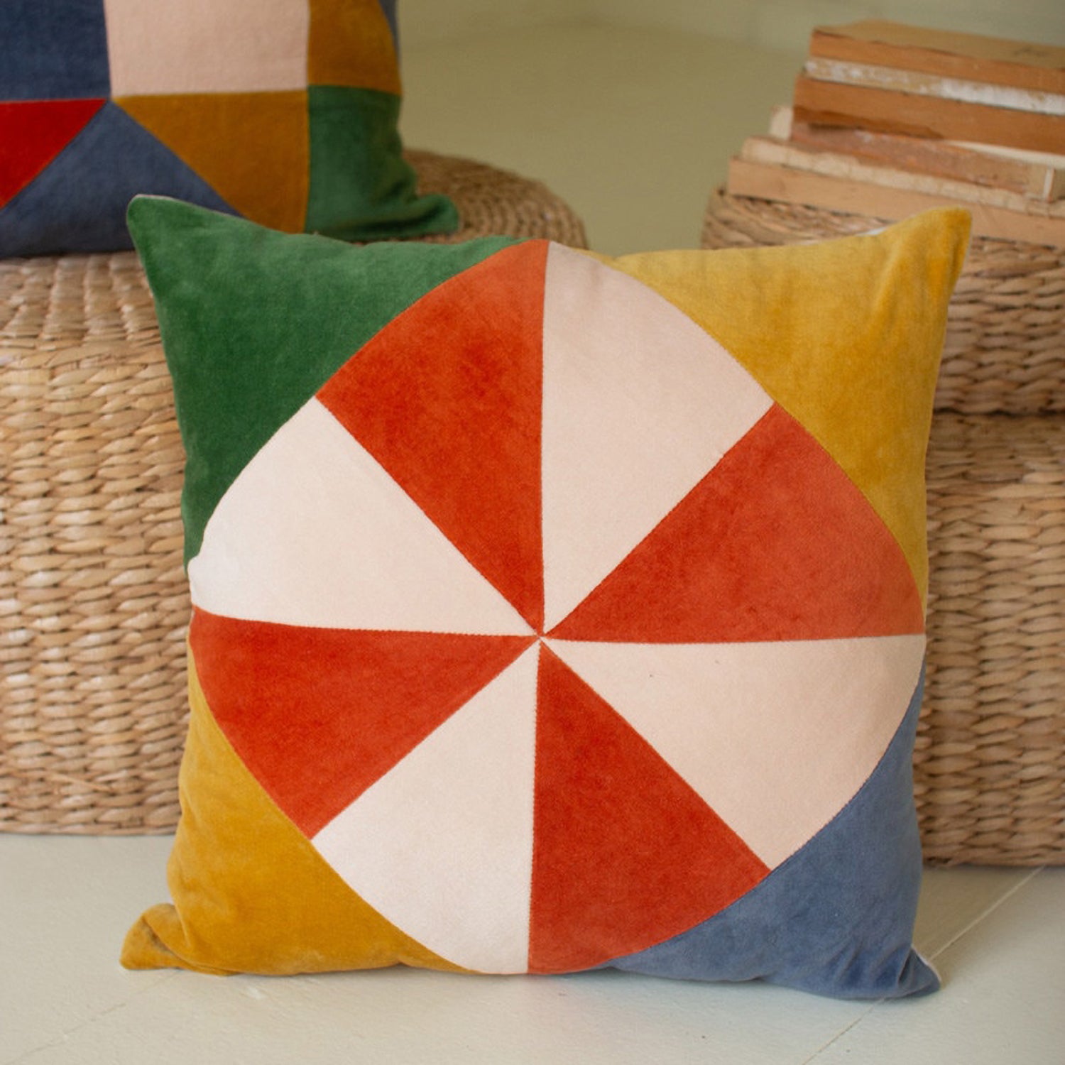 Velvet Patchwork Throw Pillow Set of 2