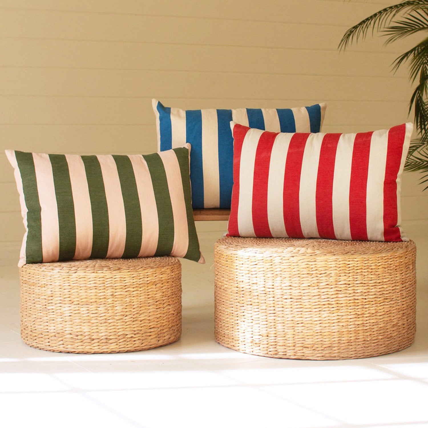 Canvas Printed Striped Pillow Set of 3