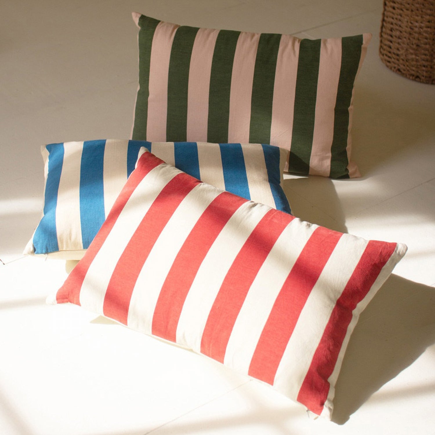 Canvas Printed Striped Pillow Set of 3