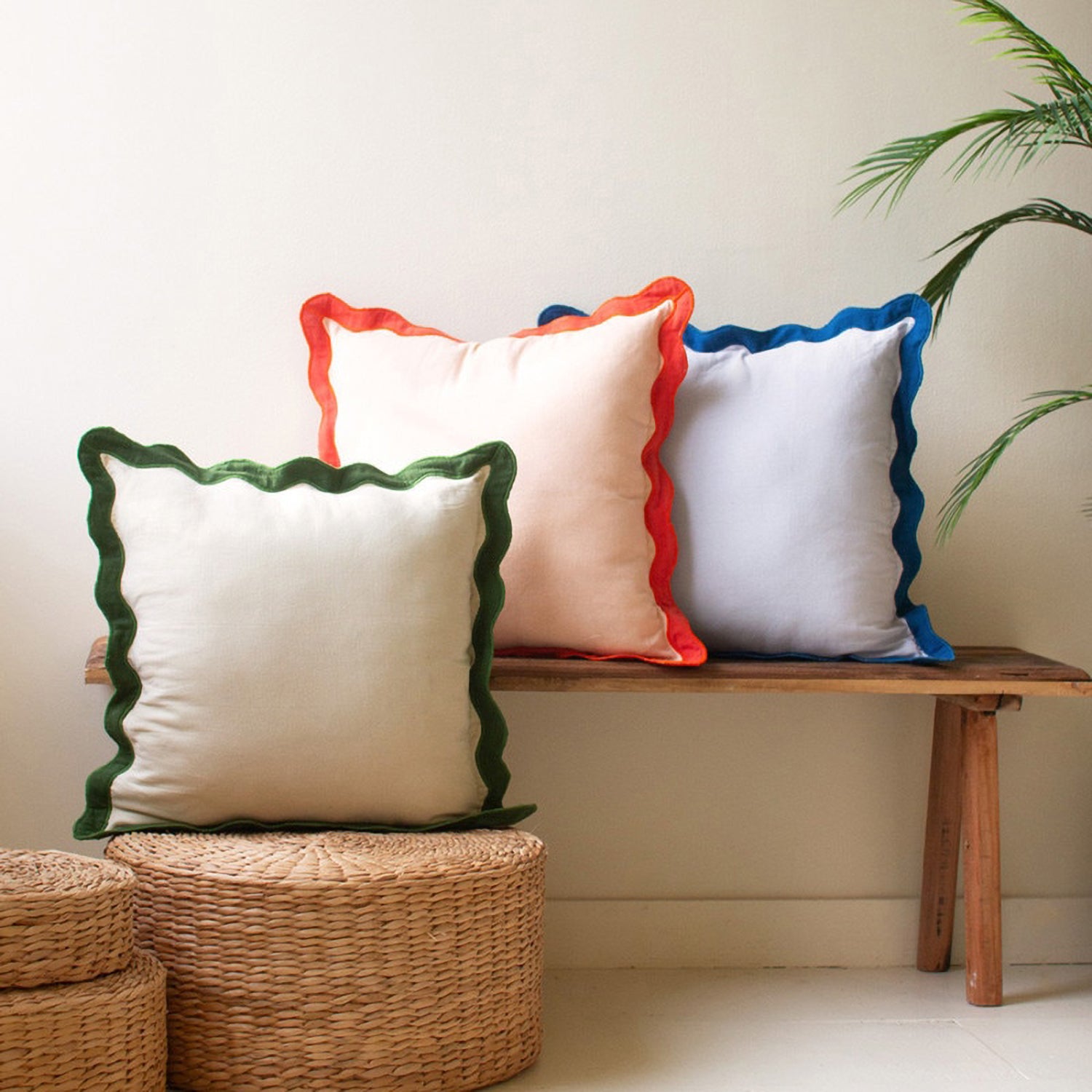 Ruffle Edge Throw Pillow Set of 3