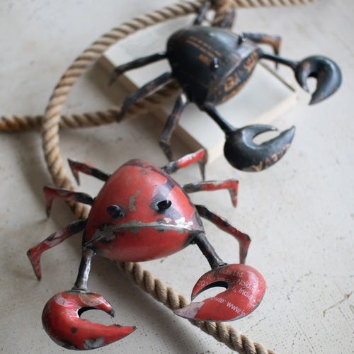 Recycled Iron Crab Figurine Set of 2