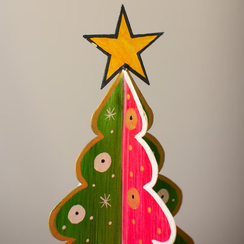 Multi-colored Christmas Tree Sculpture Set of 2