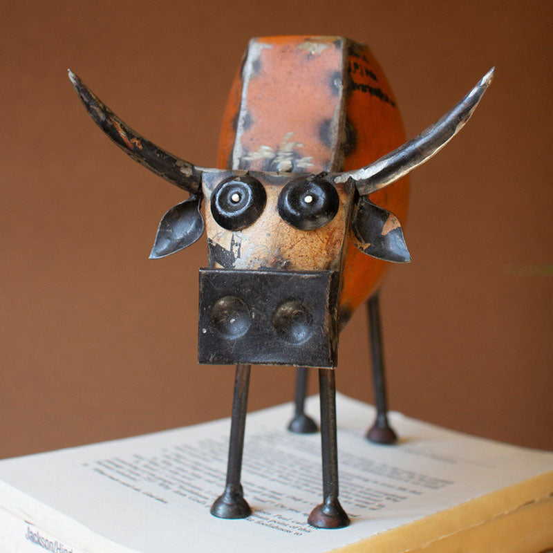 Recycled Iron Steers Set of 2