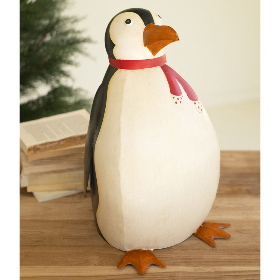 Painted Metal Penguin