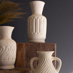 Carved Paper Mache Vase Set of 3