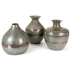 Raw Metal & Copper Vase Set of 3