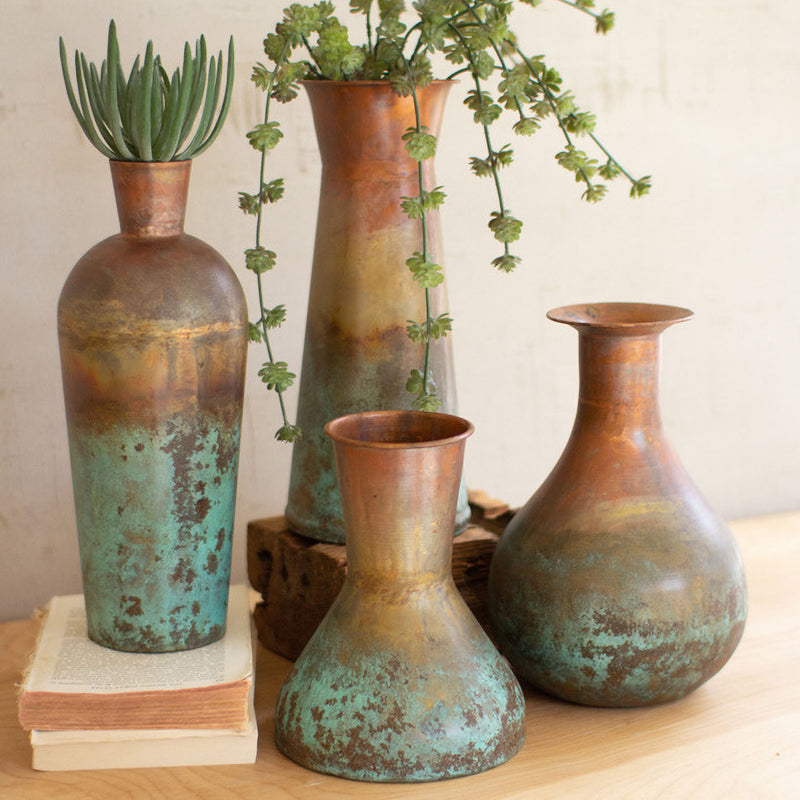 Two-Toned Copper Vase Set of 4