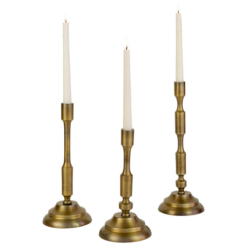 Antique Brass Taper Candle Stand Set of 3