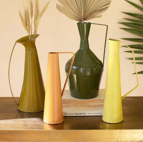 Painted Metal Vases Set of 4