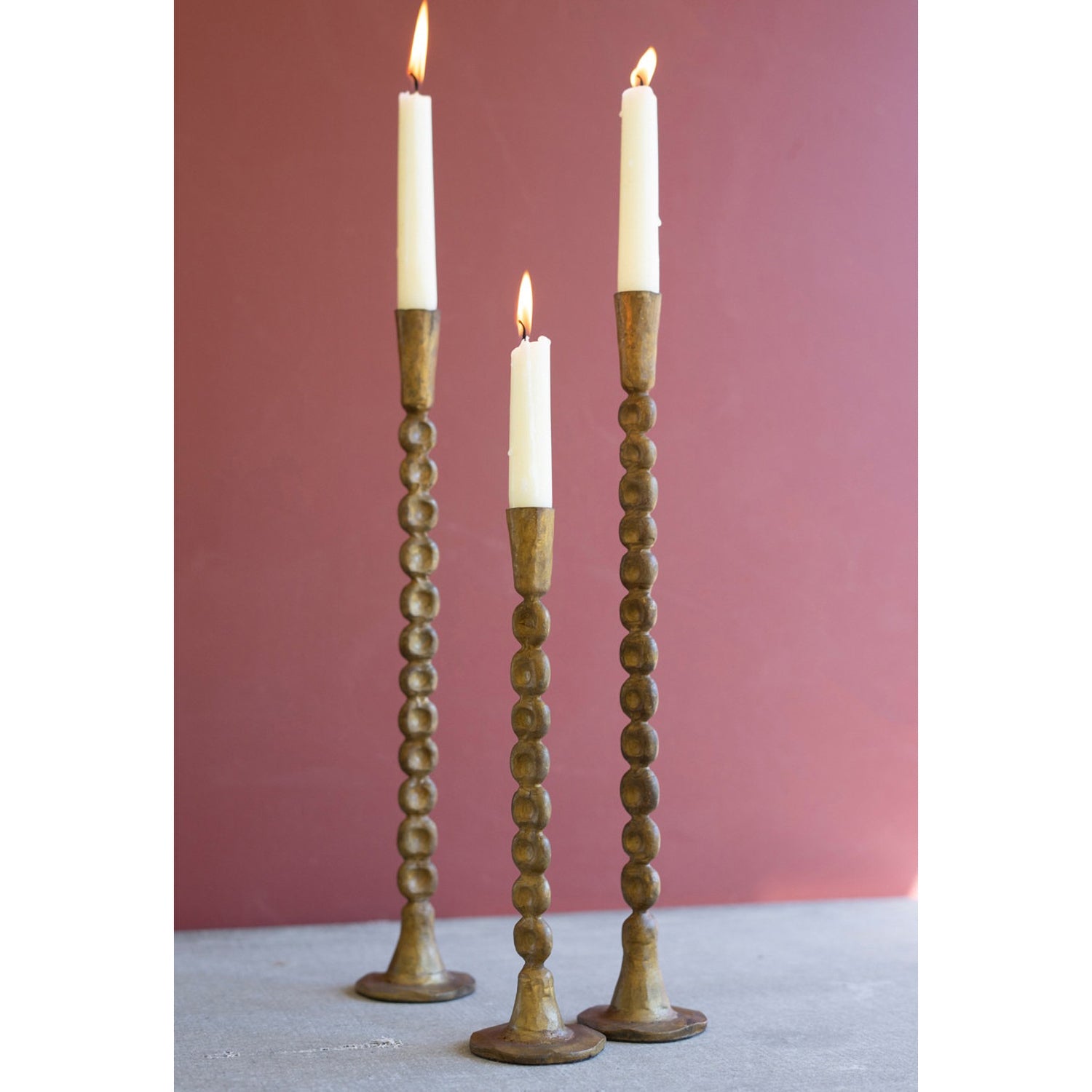 Antique Brass Taper Candle Holder Set of 3