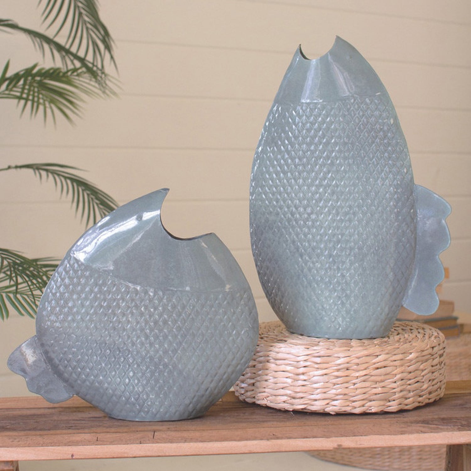 Metal Fish Vase Set of 2