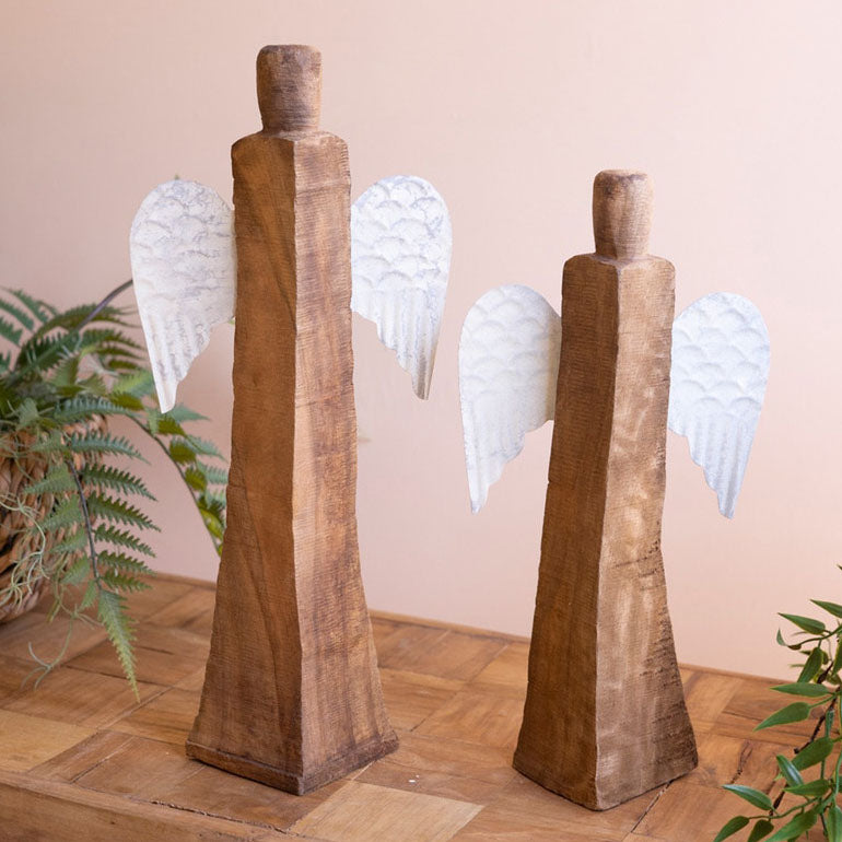 Recycled Angel Sculpture Set of 2