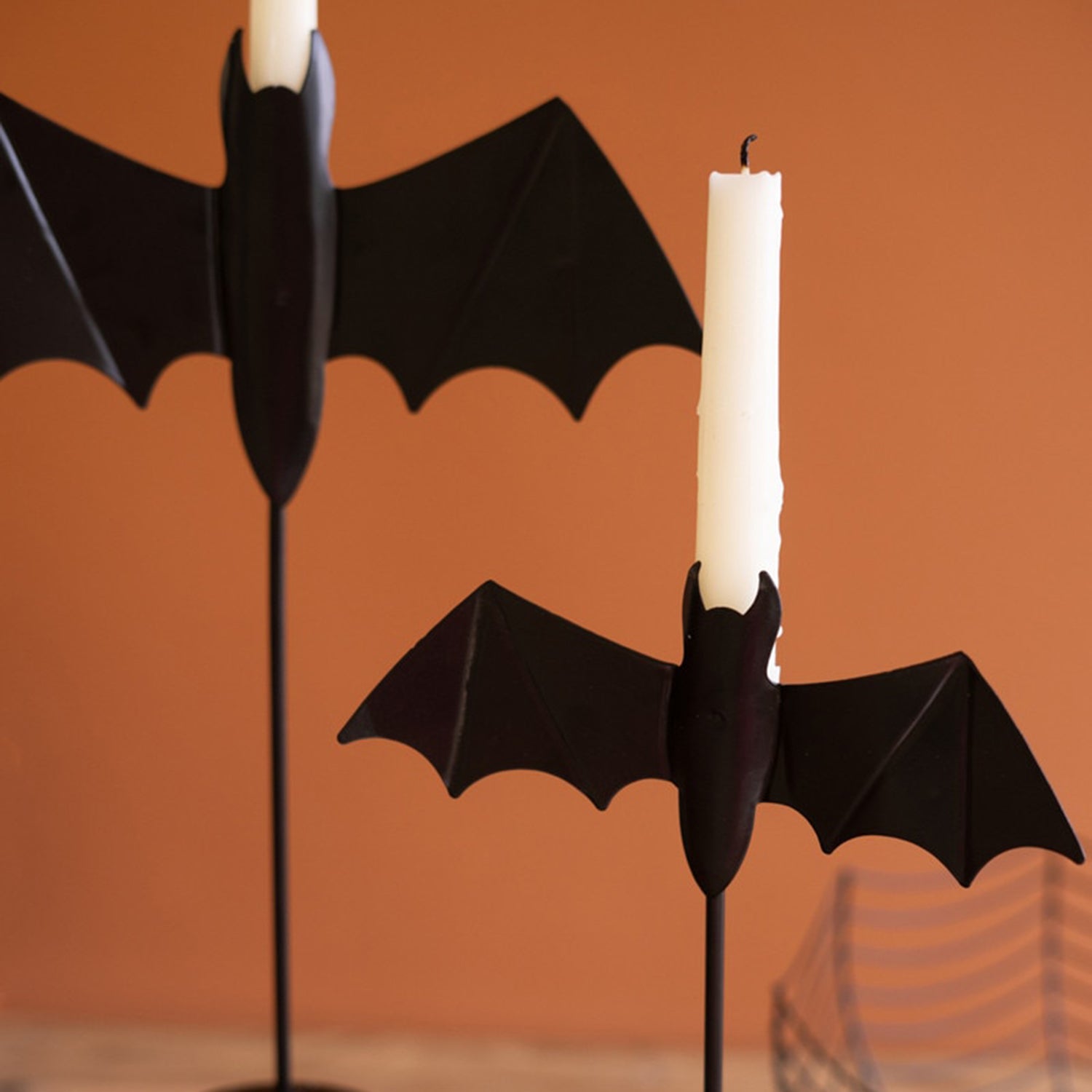 Black Bat Taper Candle Holder Set of 2
