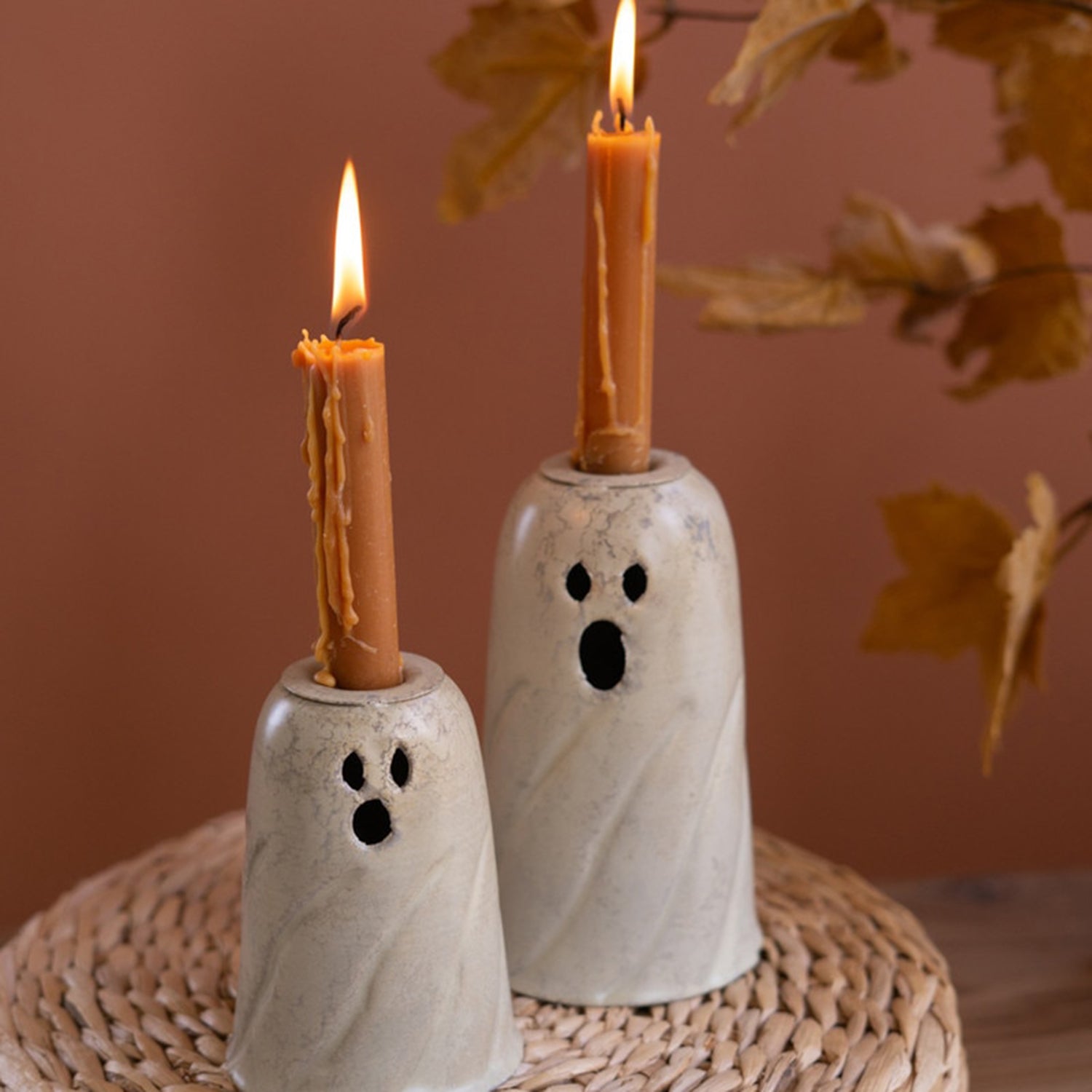 Halloween Ghost Taper Candle Holder Set of 2
