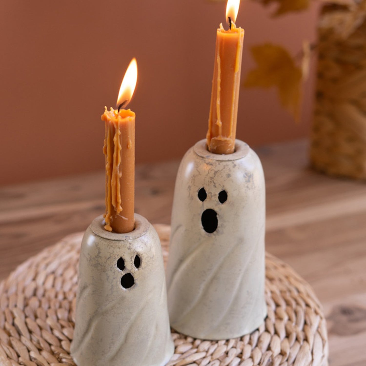 Halloween Ghost Taper Candle Holder Set of 2