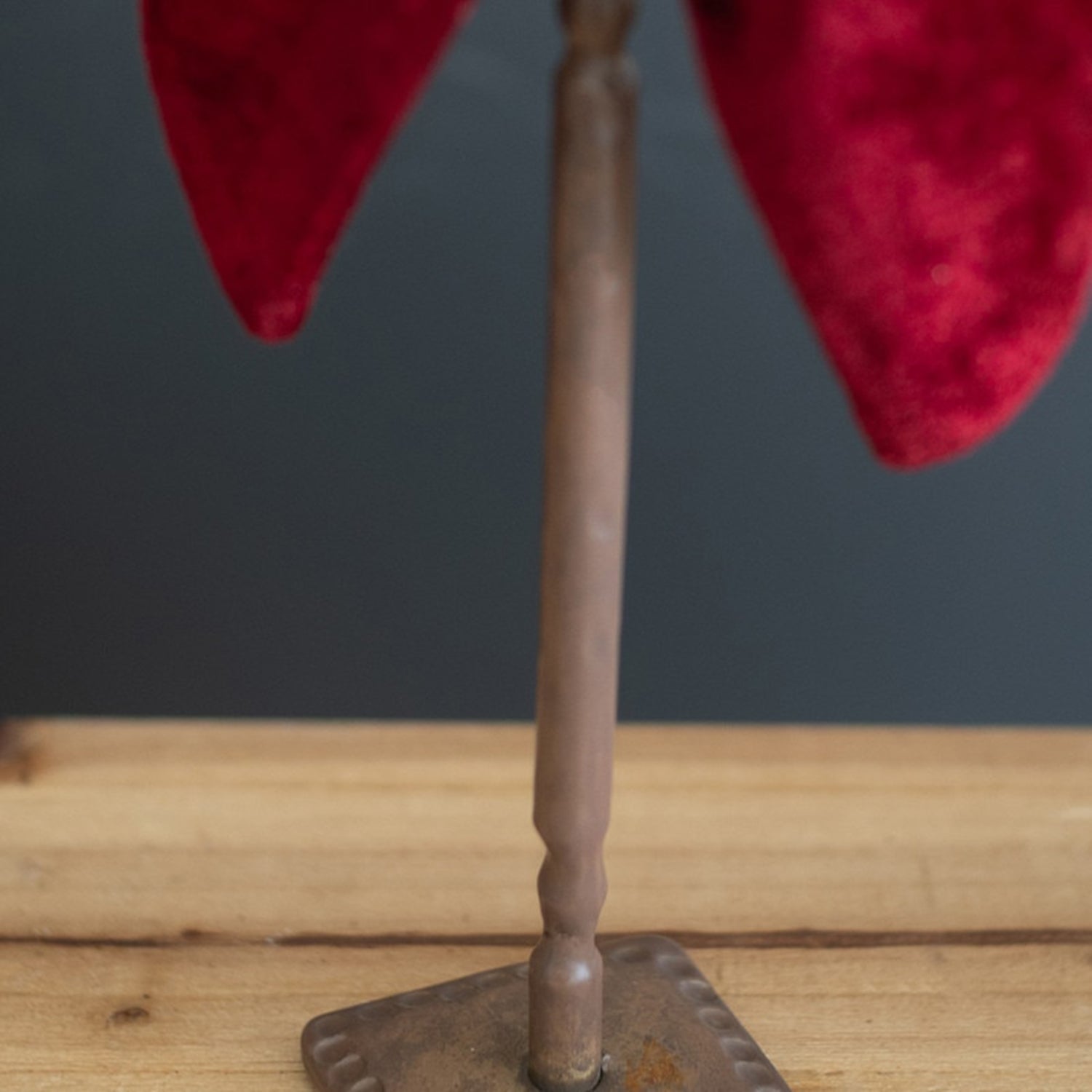 Antique Brass Taper Candle Holders with Velvet Bow Set of 2