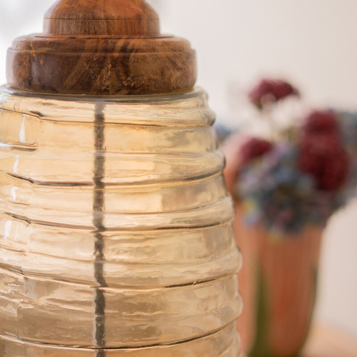 Gloria Glass and Wood Table Lamp