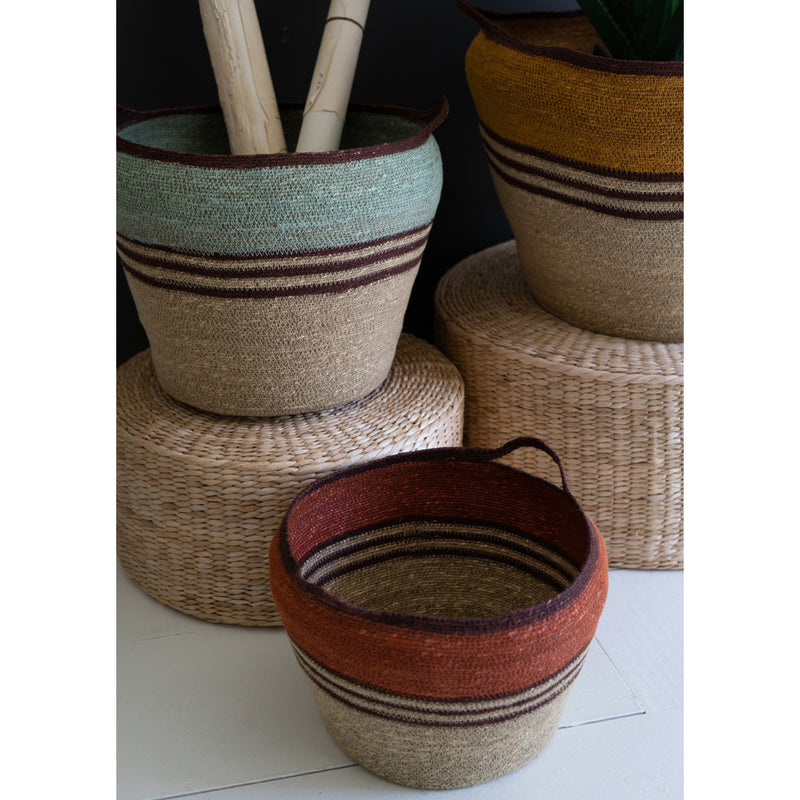 Colorful Seagrass Storage Basket Set of 3