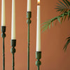 Forged Iron Green Patina Taper Candle Holder Set of 4
